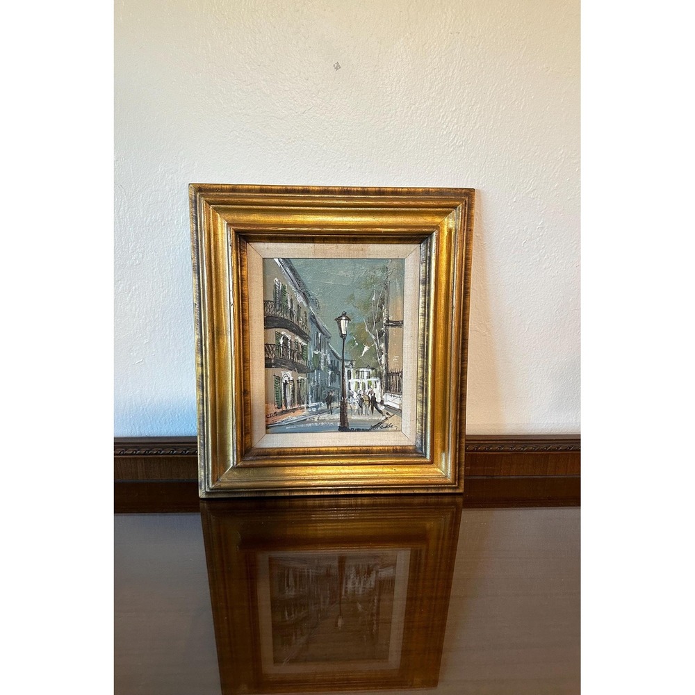 Original Framed Pirates Alley New Orleans LA Oil Painting Artist Signed 17x15''